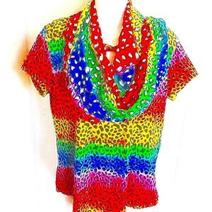 Womens Greenbrier International PRIDE Scarf And Matching Joe Boxer Shirt Size L